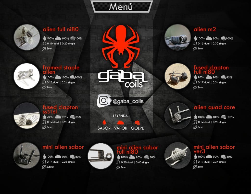 Menu Gaba Coils Anverso